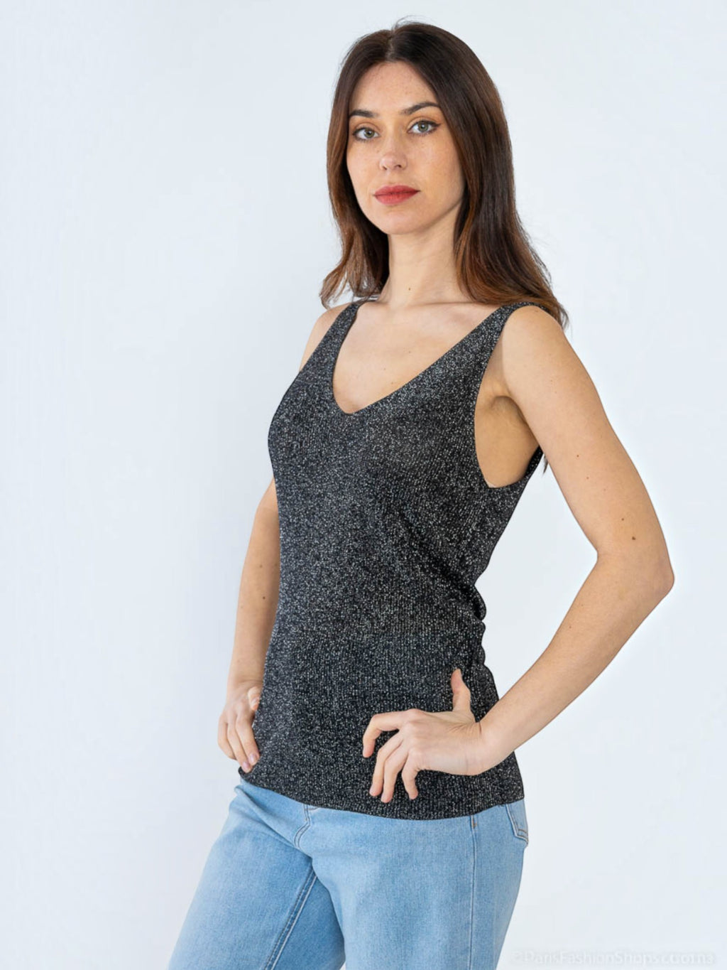 Débardeur Lurex Col V ATTRAIT PARIS