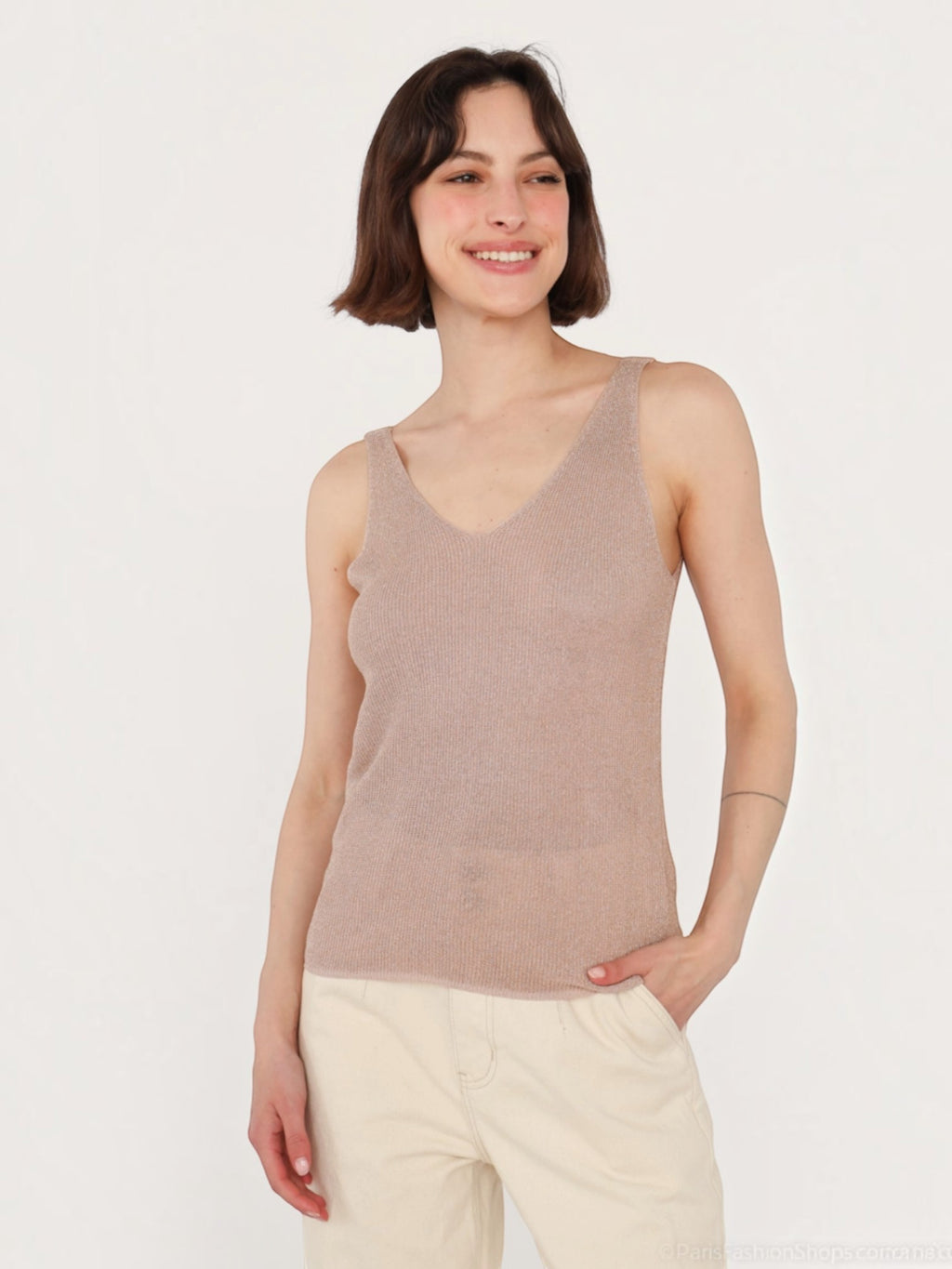 Débardeur Lurex Col V ATTRAIT PARIS