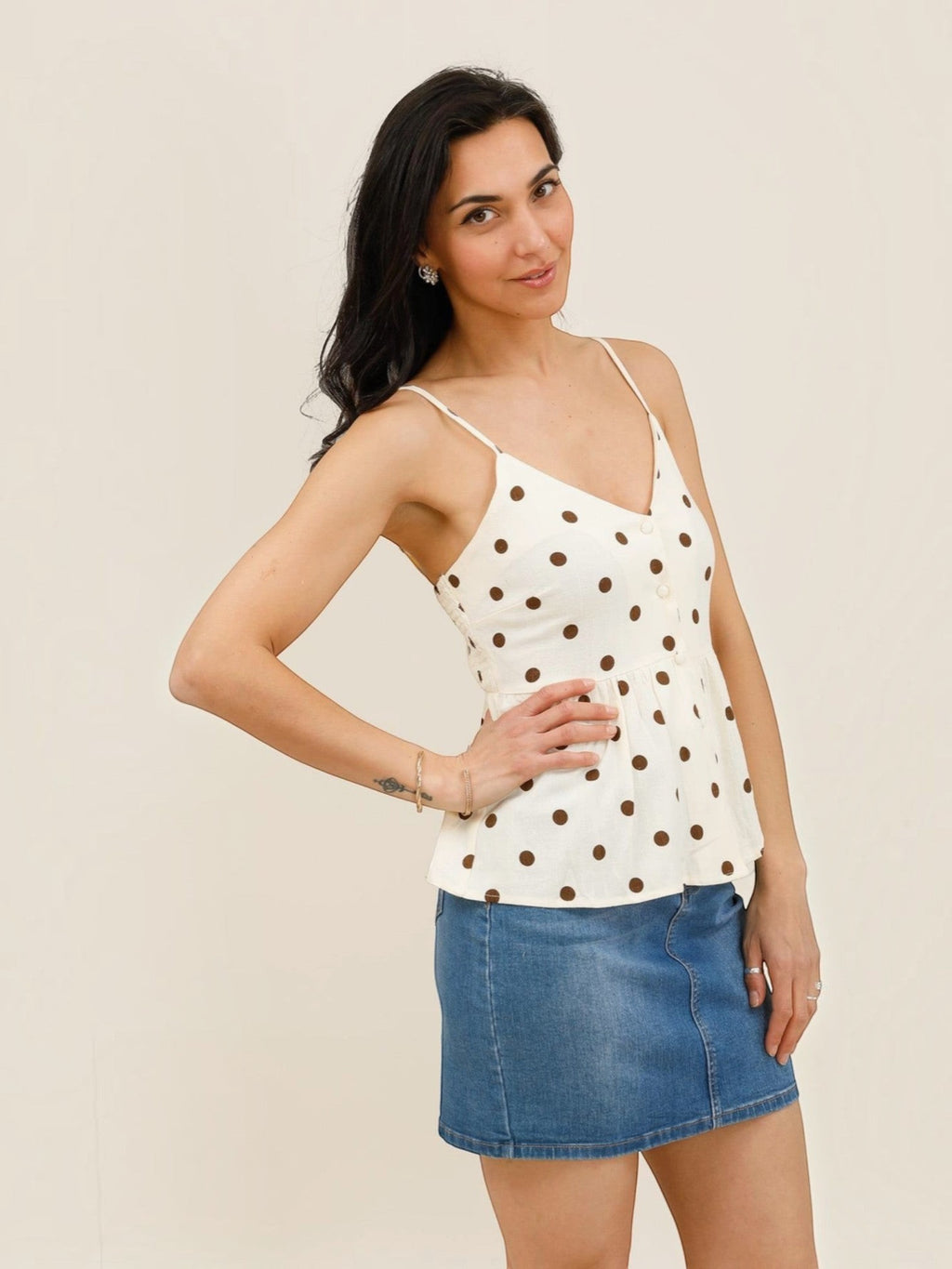Top à Pois Peplum Col V ATTRAIT PARIS