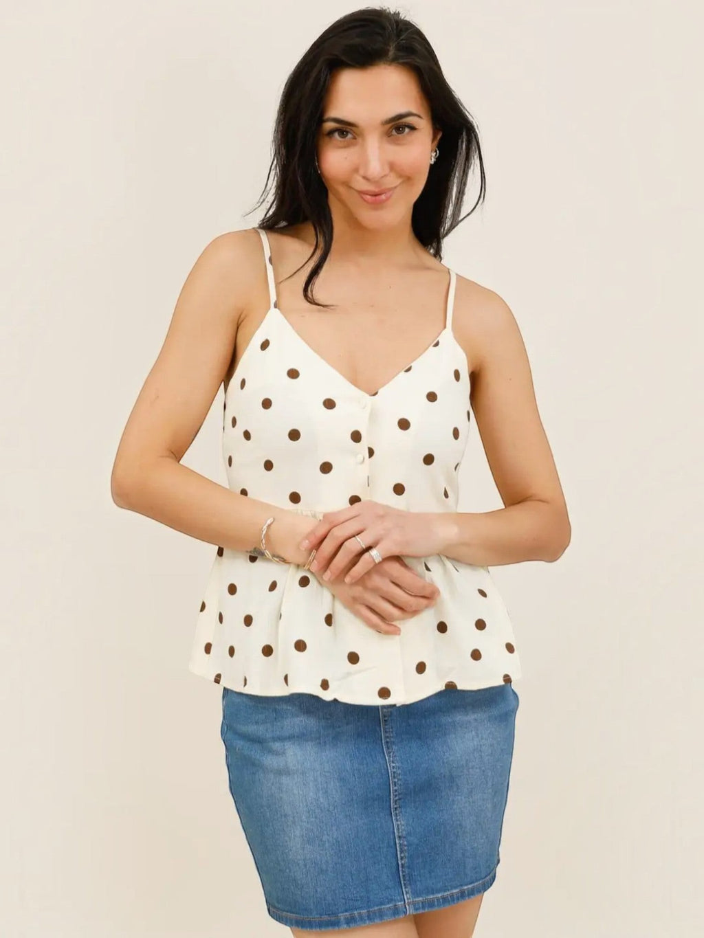 Top à Pois Peplum Col V ATTRAIT PARIS