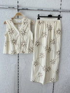 Ensemble top et pantalon brodé MISS CHARM