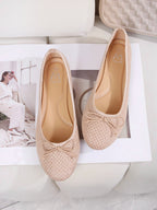 Ballerines noeud toile brillante