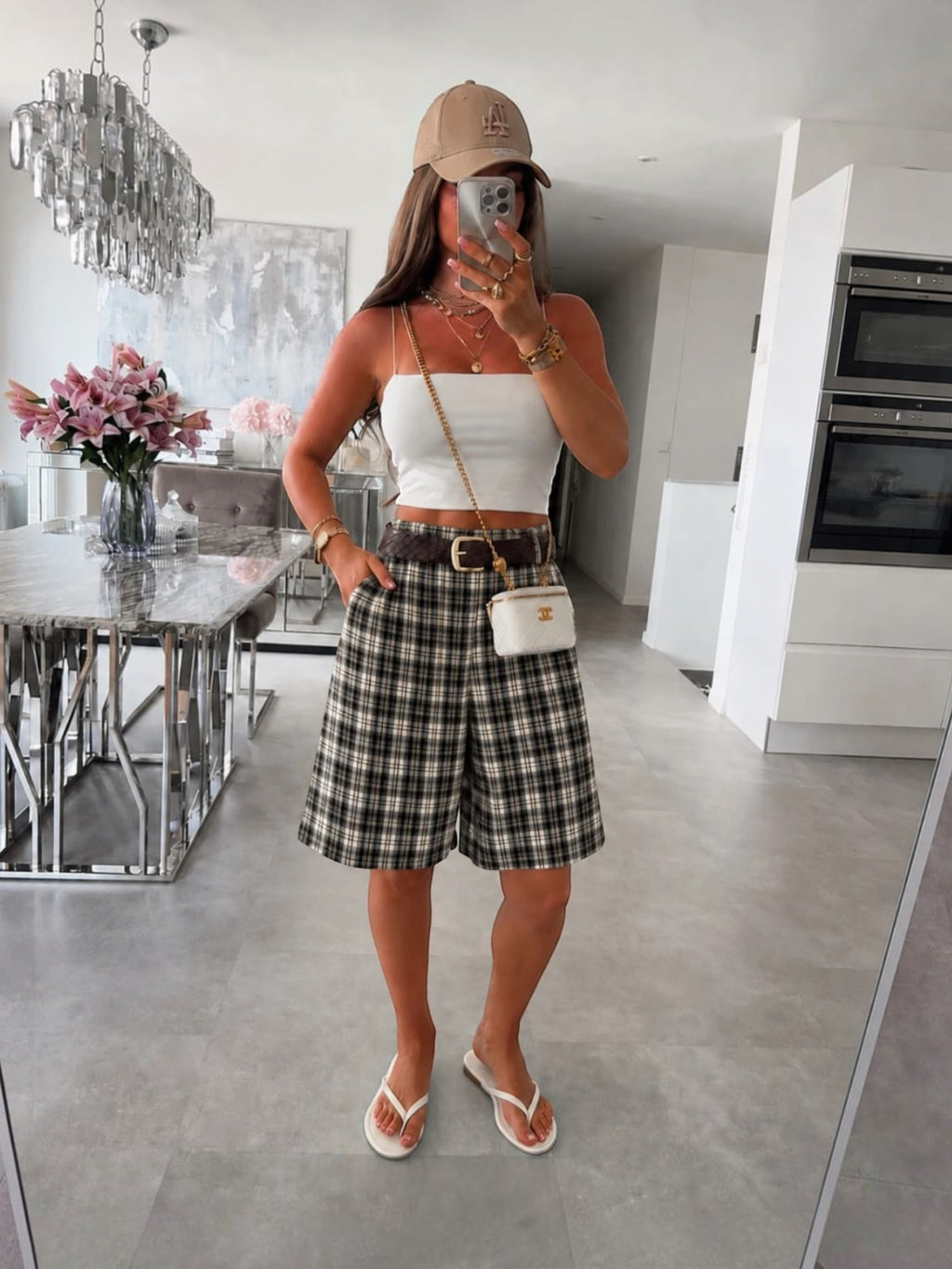 Short Bermuda Carreaux avec ceinture et poches ISSYMA