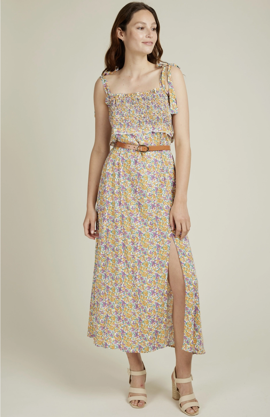Robe longue fluide imprimé fleuri CAMILLE ANDY & LUCY