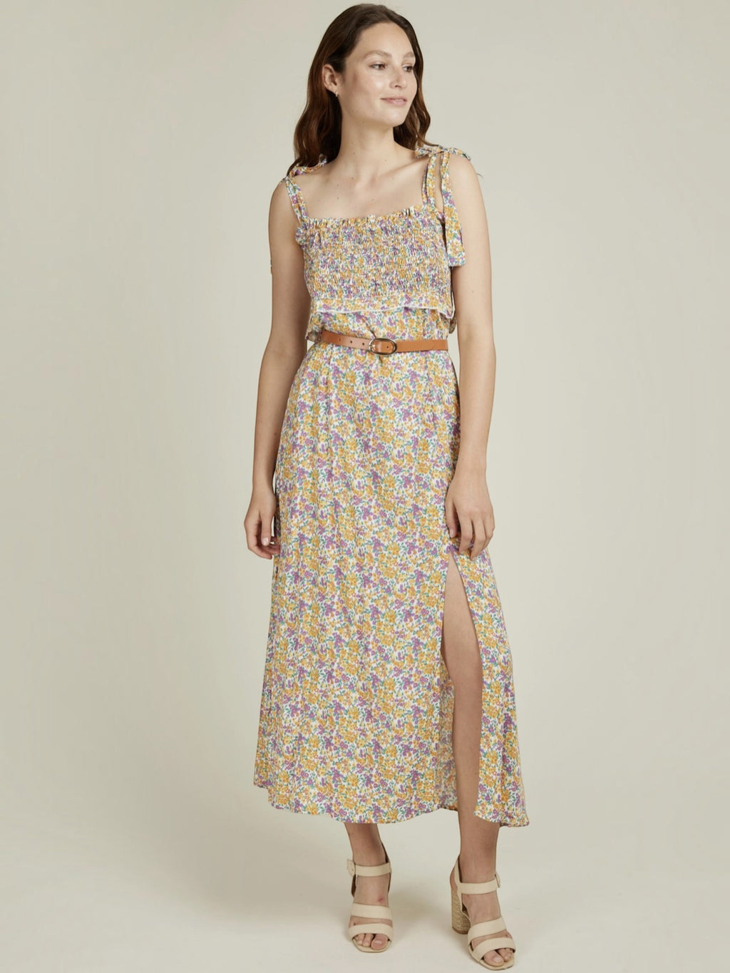 Robe longue fluide imprimé fleuri CAMILLE ANDY & LUCY