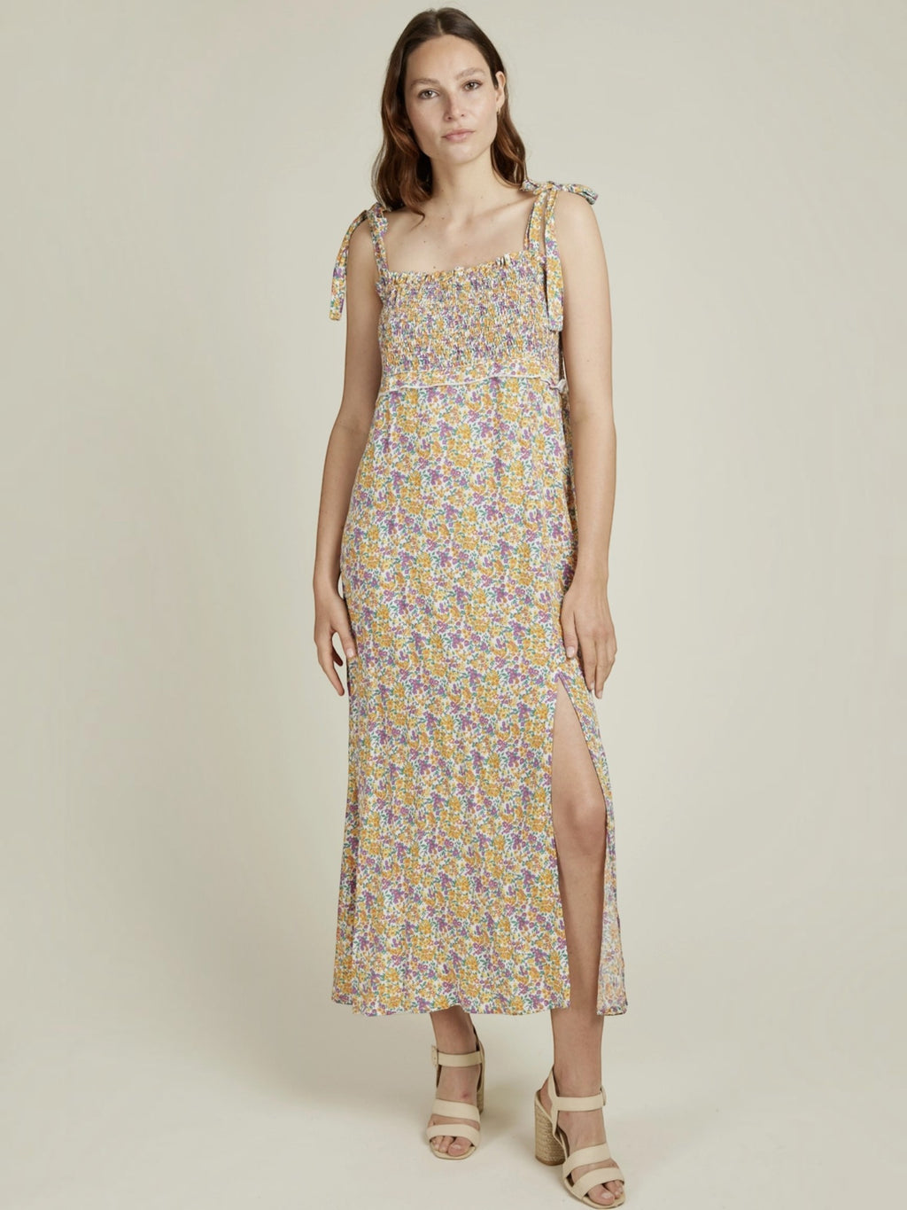 Robe longue fluide imprimé fleuri CAMILLE ANDY & LUCY