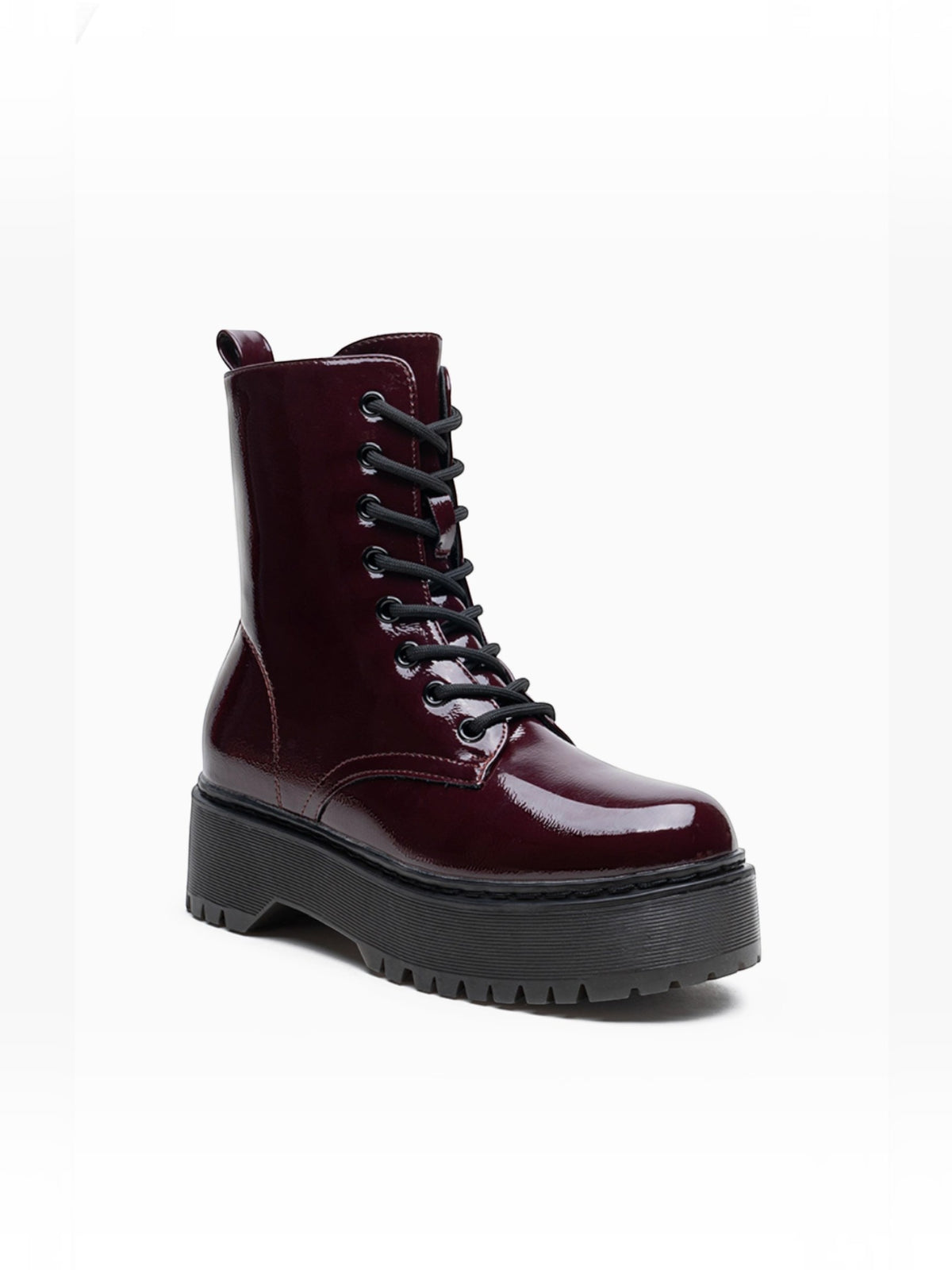 Bottines Noires Vernies à Plateforme  LADY GLORY