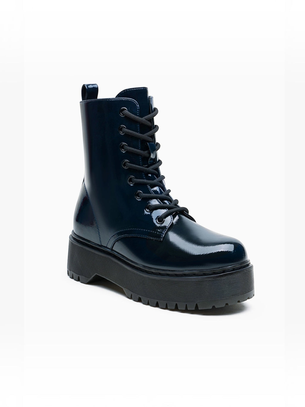 Bottines Noires Vernies à Plateforme  LADY GLORY