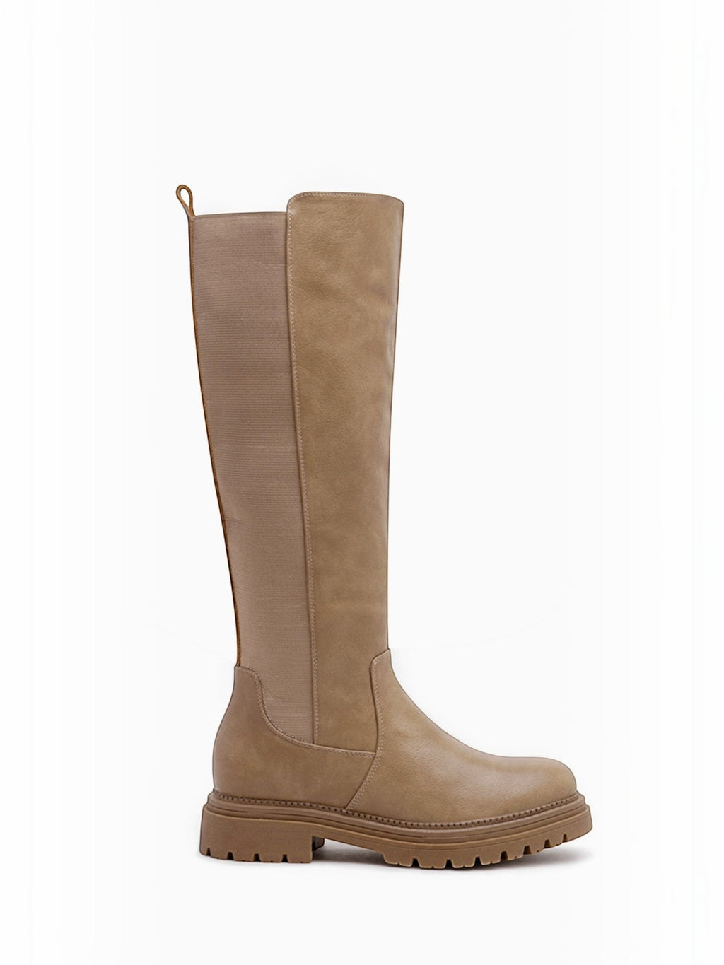 Bottes Hautes Plateforme Crantée PU Aspect Cuir Zip Latéral – LADY GLORY