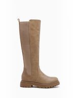 Bottes Hautes Plateforme Crantée PU Aspect Cuir Zip Latéral – LADY GLORY