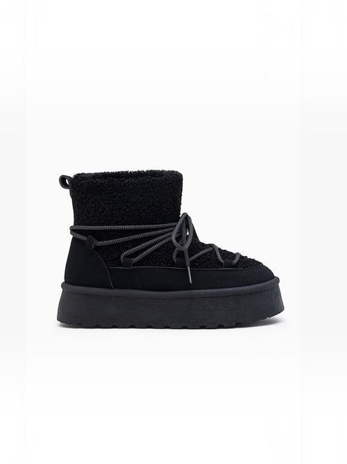 Bottines Plateforme Après-Ski Fausse Fourrure Lacets Croisés – LADY GLORY