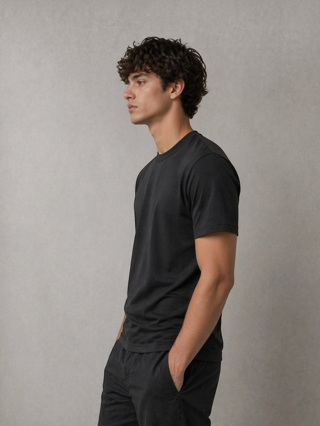 T-shirt Homme Uni Noir FIVE EVER