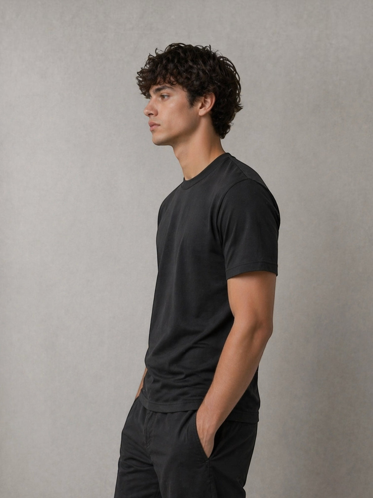 T-shirt Homme Uni Noir FIVE EVER