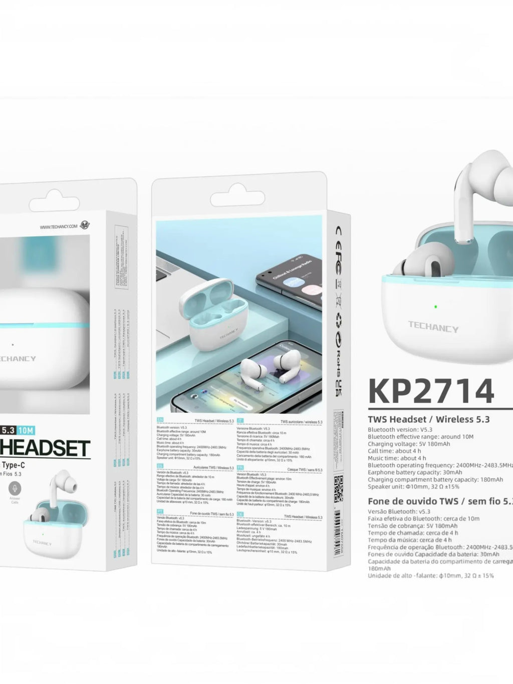 Écouteurs Bluetooth TWS 5.3 KP2714 TECHANCY