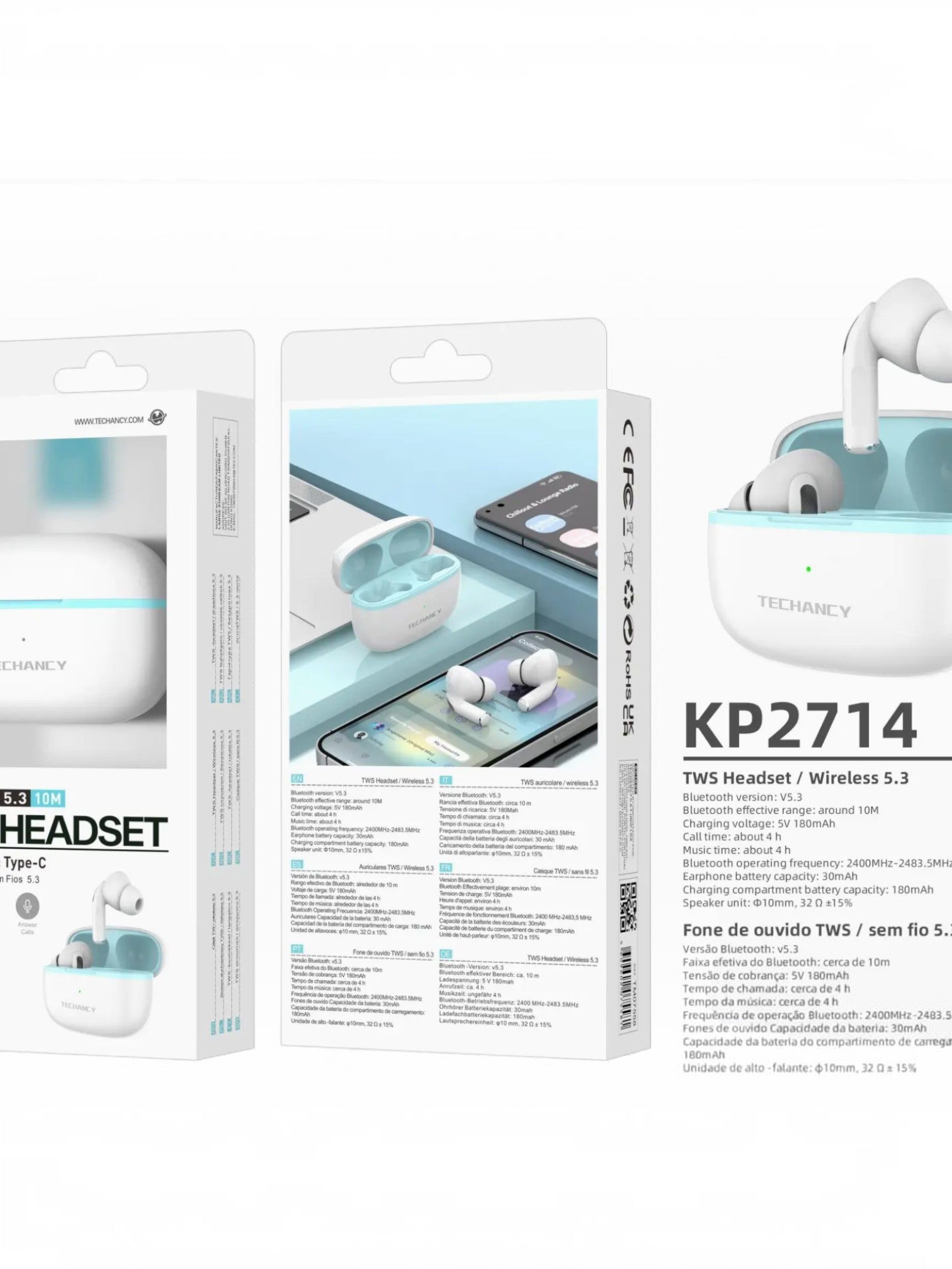 Écouteurs Bluetooth TWS 5.3 KP2714 TECHANCY