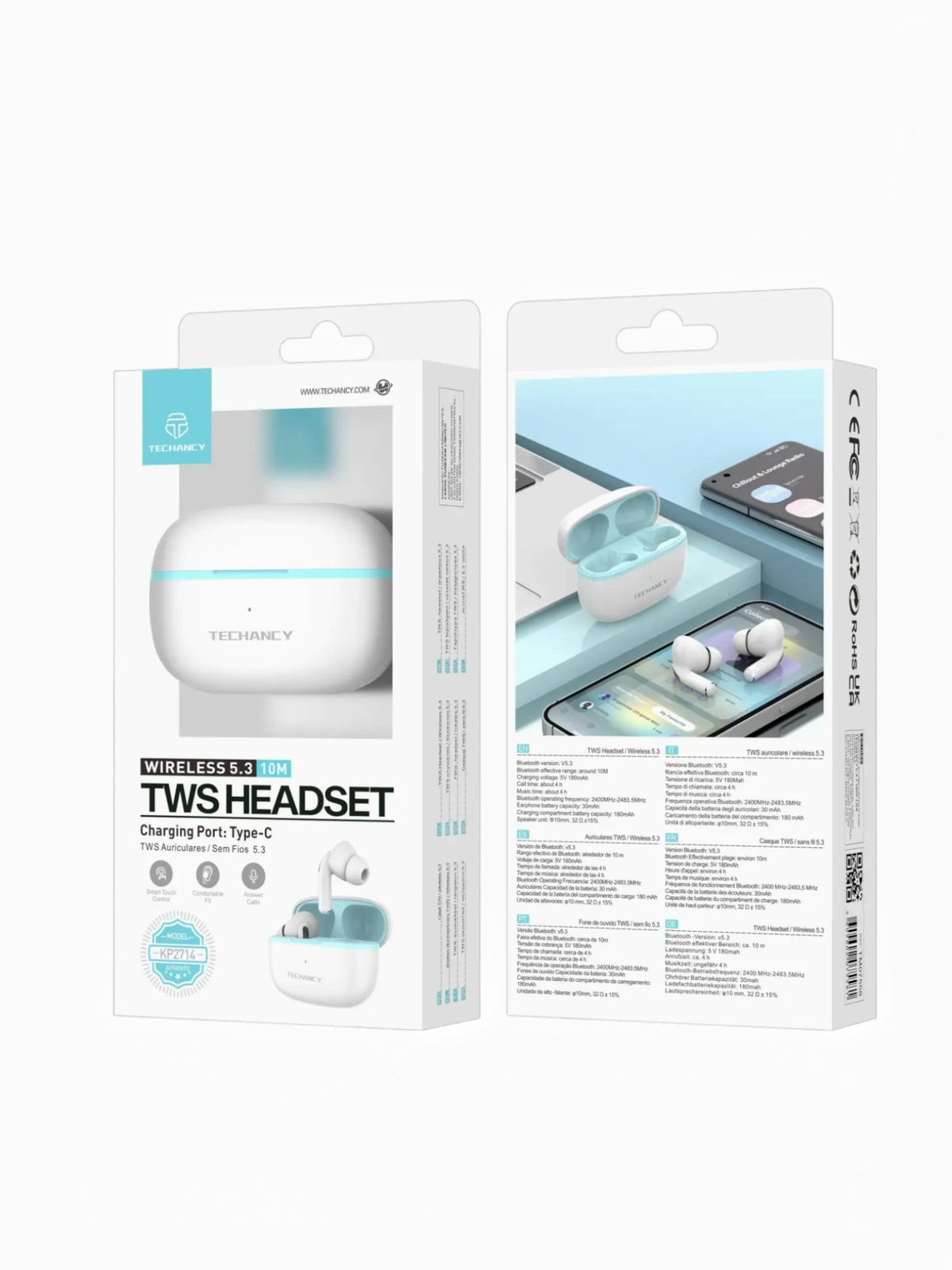 Écouteurs Bluetooth TWS 5.3 KP2714 TECHANCY