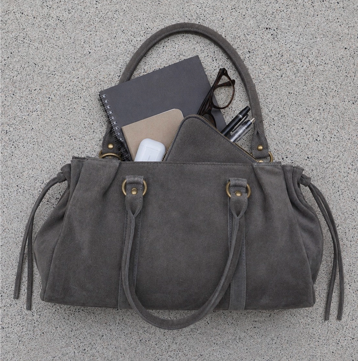 Sac de cours format A4 Cuir Suède Gilia 16 Pouces LOUISA LEE