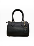 BROCK LOUISA LEE black grained leather bowling bag with gold hardware and matching keychain
