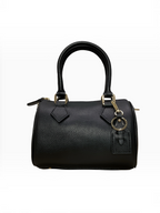 BROCK LOUISA LEE black grained leather bowling bag with gold hardware and matching keychain