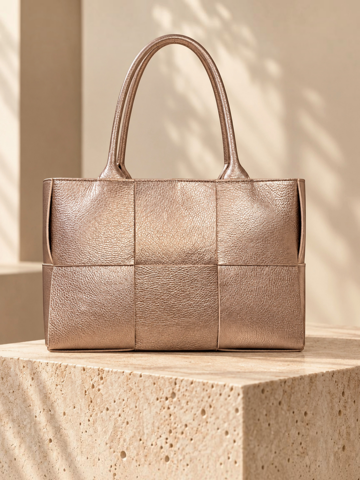 Sac cabas BROCK ZEEN Bella Classica en cuir Dollaro doré avec texture grainée et design structuré élégant