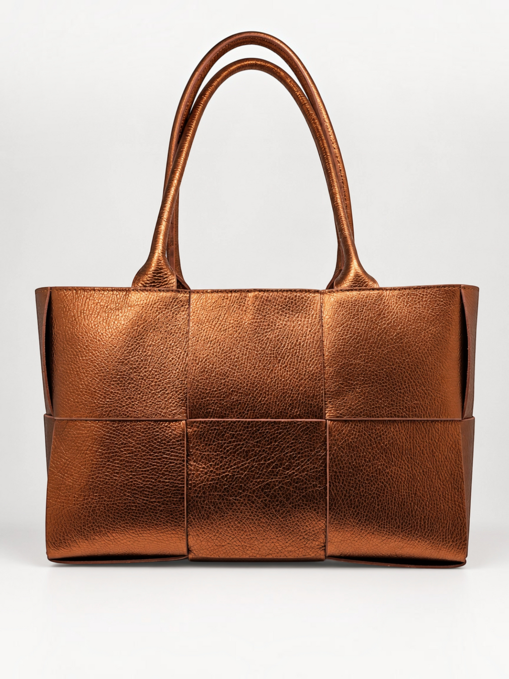 Sac cabas BROCK ZEEN Bella Classica en cuir Dollaro métallisé bronze avec texture grainée et anses doubles