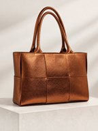 Sac cabas BROCK ZEEN Bella Classica en cuir Dollaro bronze métallisé avec texture grainée et anses doubles