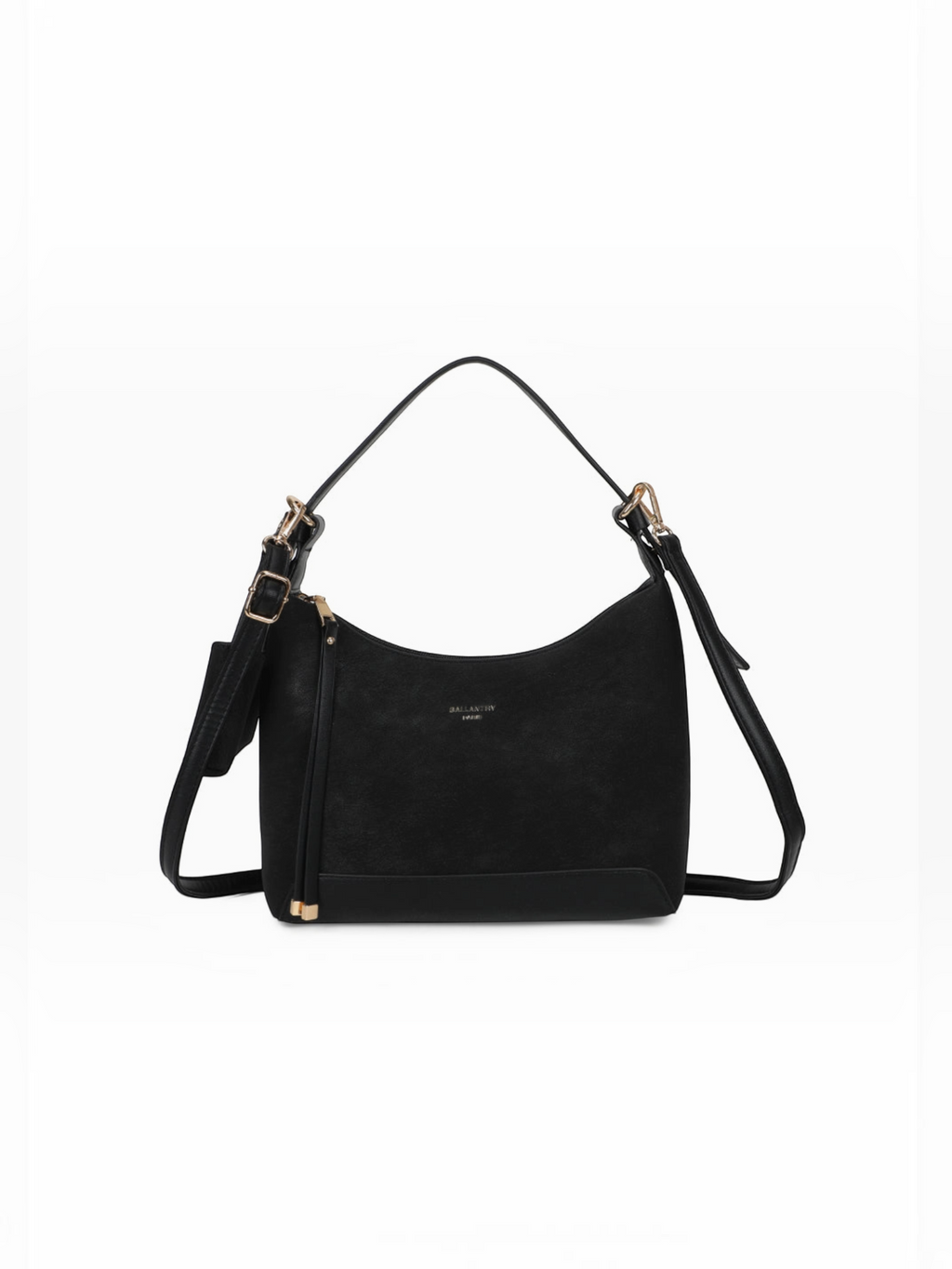 Sac à main noir BROCK GALLANTRY avec anse, bandoulière réglable, finitions métalliques et silhouette incurvée élégante