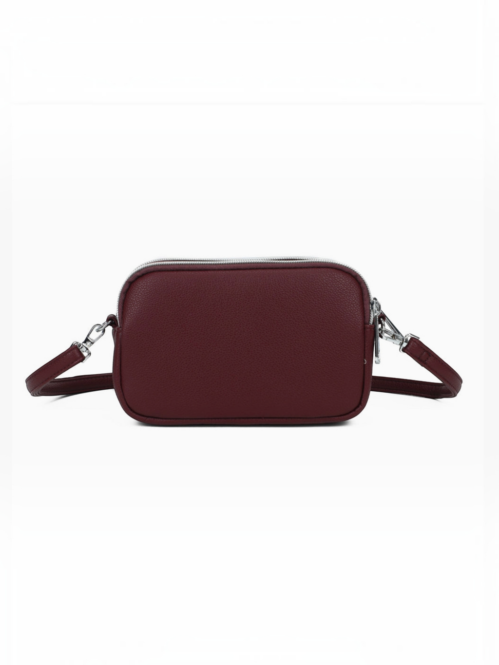 Sac bandoulière BROCK GALLANTRY La Nox bordeaux en matière grainée avec finitions argentées et trois compartiments