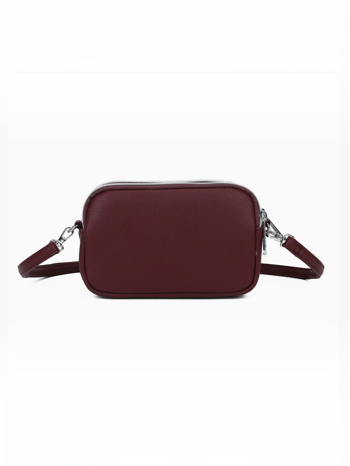 Sac bandoulière BROCK GALLANTRY La Nox bordeaux en matière grainée avec finitions argentées et trois compartiments