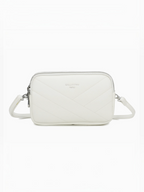 Sac bandoulière blanc BROCK GALLANTRY La Nox en matière grainée avec surpiqûres chevrons et détails argentés
