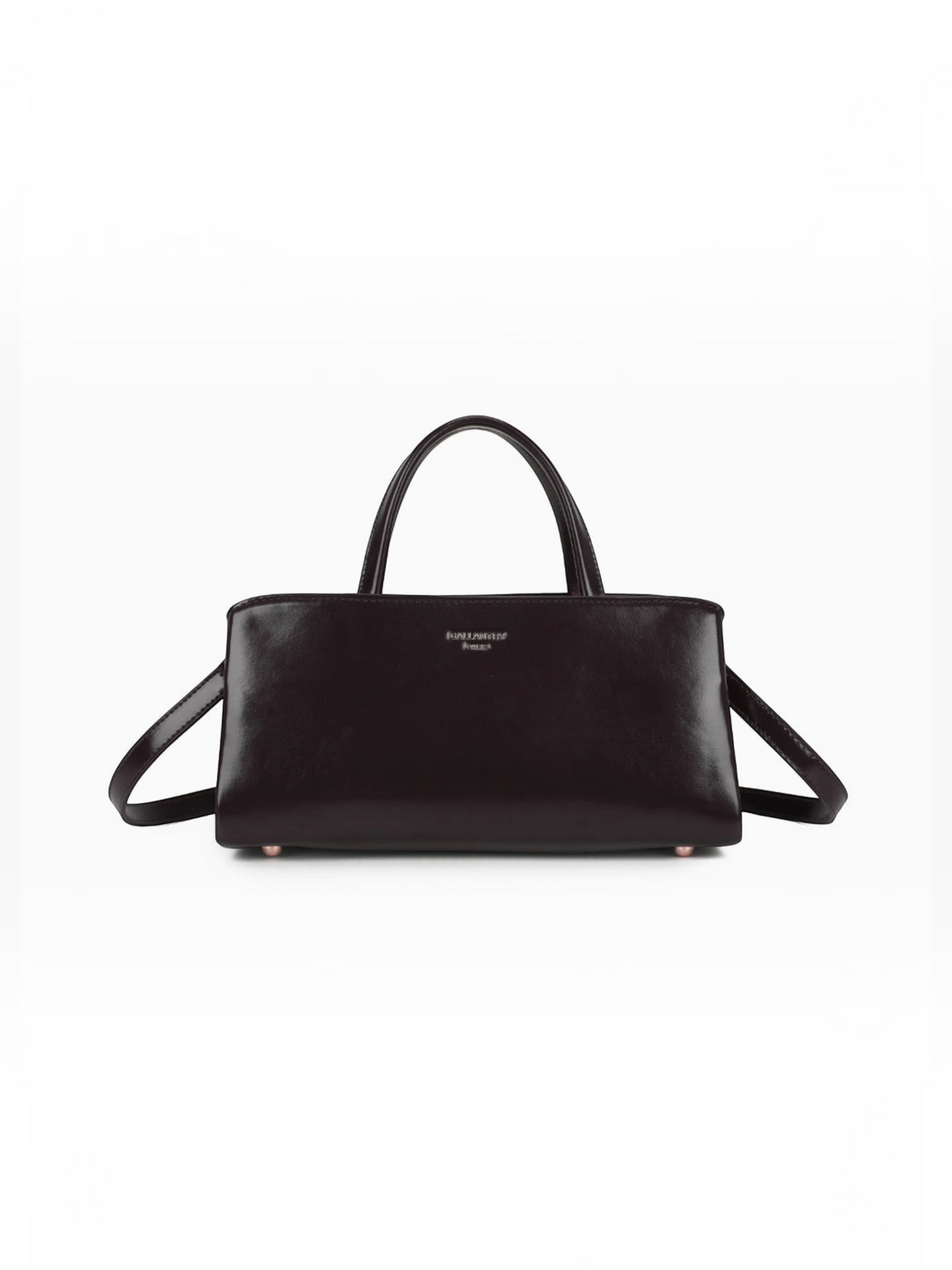 Sac à main BROCK GALLANTRY La Rivance en cuir synthétique brillant couleur prune avec anses et bandoulière