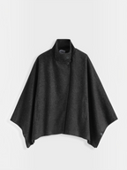 Cape BROCK COPPEROSE gris anthracite en drap de laine avec col montant structuré et boutonnage croisé élégant