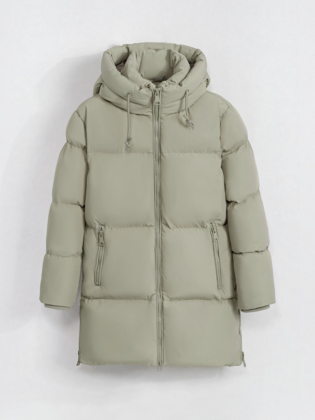 Doudoune mi-longue matelassée beige BROCK COPPEROSE avec capuche et fermeture zippée