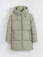 Doudoune mi-longue matelassée beige BROCK COPPEROSE avec capuche et fermeture zippée