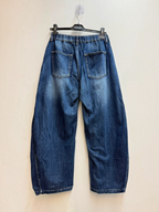 Jean large BROCK JOY'S FARFALLA bleu en coton avec taille élastique ajustable et poches plaquées au dos