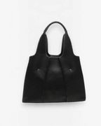 Sac cabas noir BROCK BESTINI avec surpiqûres contrastantes, fermoir décoratif et anses pour porté épaule