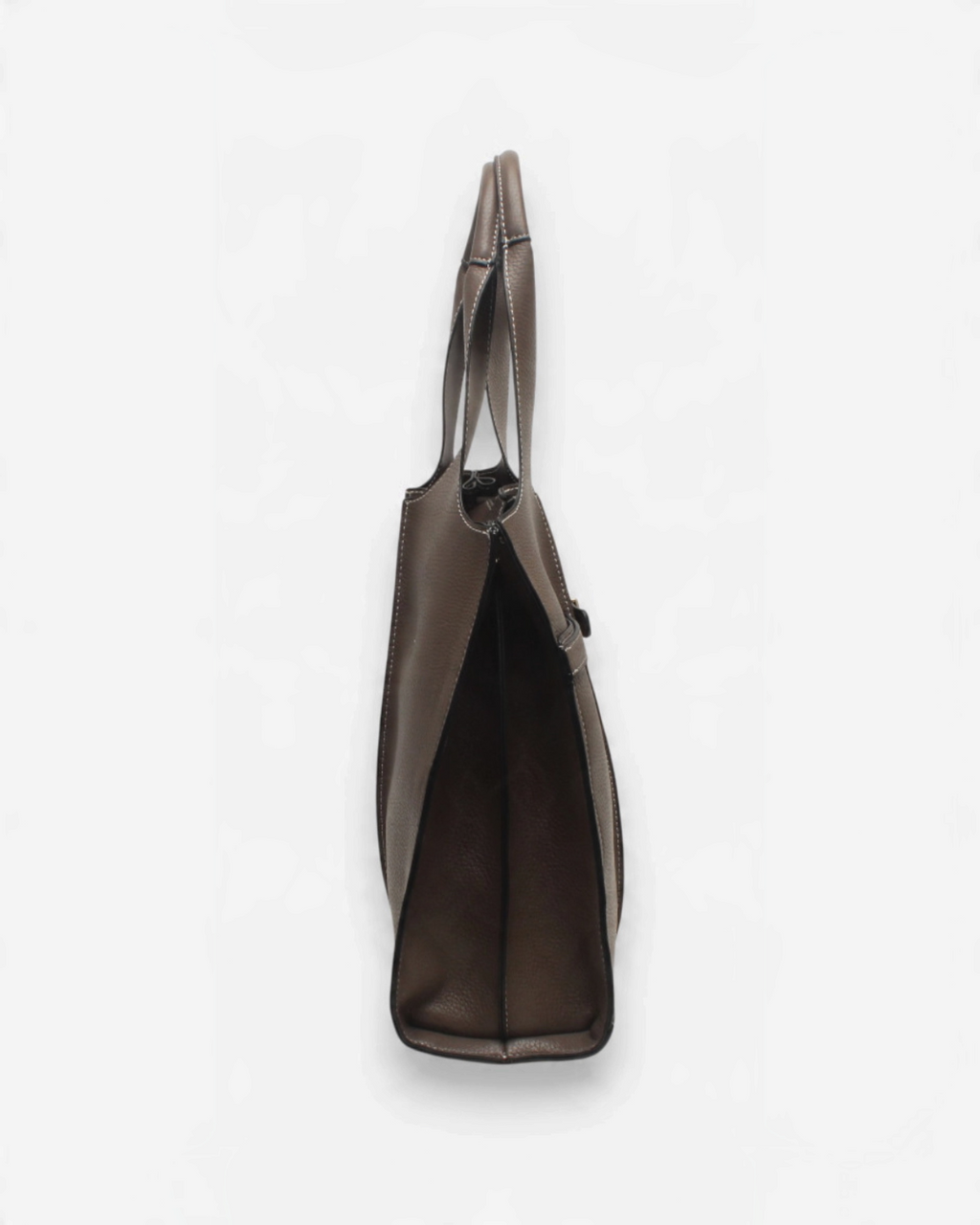 Sac cabas marron BROCK BESTINI avec surpiqûres, fermeture zippée et anses pour porté épaule ou bandoulière