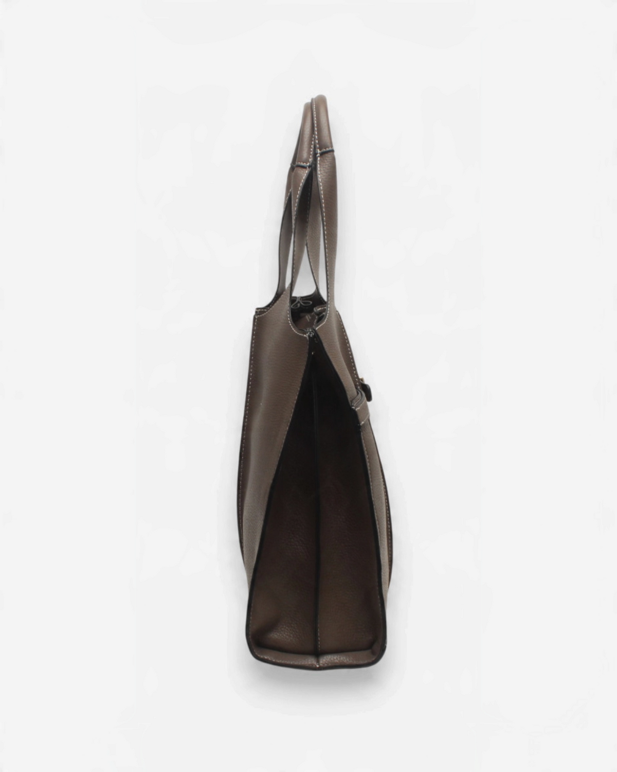 Sac cabas marron BROCK BESTINI avec surpiqûres, fermeture zippée et anses pour porté épaule ou bandoulière
