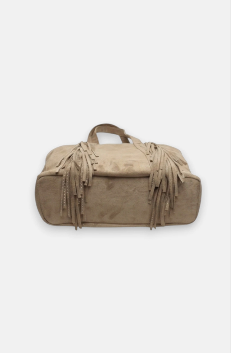 Sac cabas zippé effet suédine à franges BESTINI
