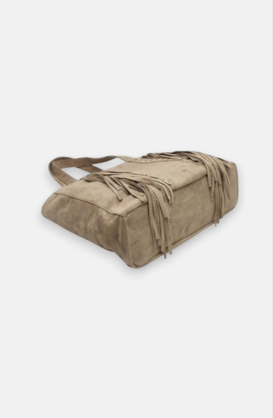 Sac cabas zippé effet suédine à franges BESTINI