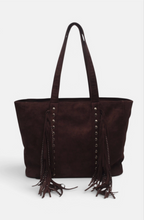 Sac cabas zippé effet suédine à franges BESTINI