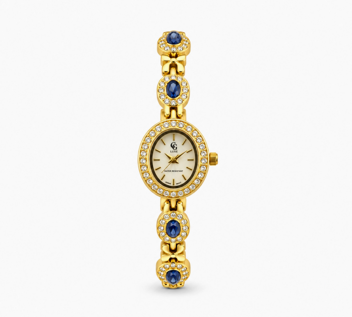 Montre Bruna dorée à boîtier ovale et bracelet orné de pierres FASHION TIME