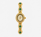 Montre Bruna dorée à boîtier ovale et bracelet orné de pierres FASHION TIME