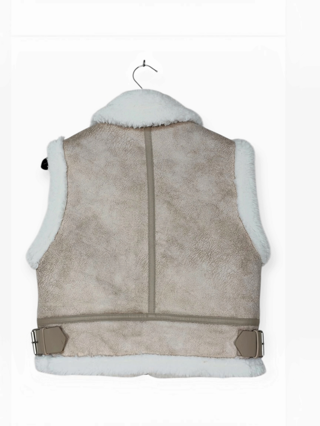 Veste sans manches à col en fausse fourrure et sangles