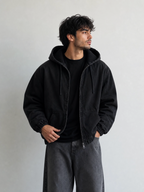 Blouson homme en coton à capuche sherpa KZR