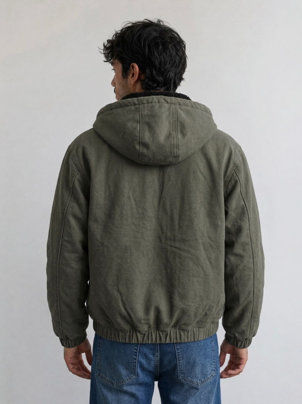 Blouson homme en coton à capuche sherpa KZR