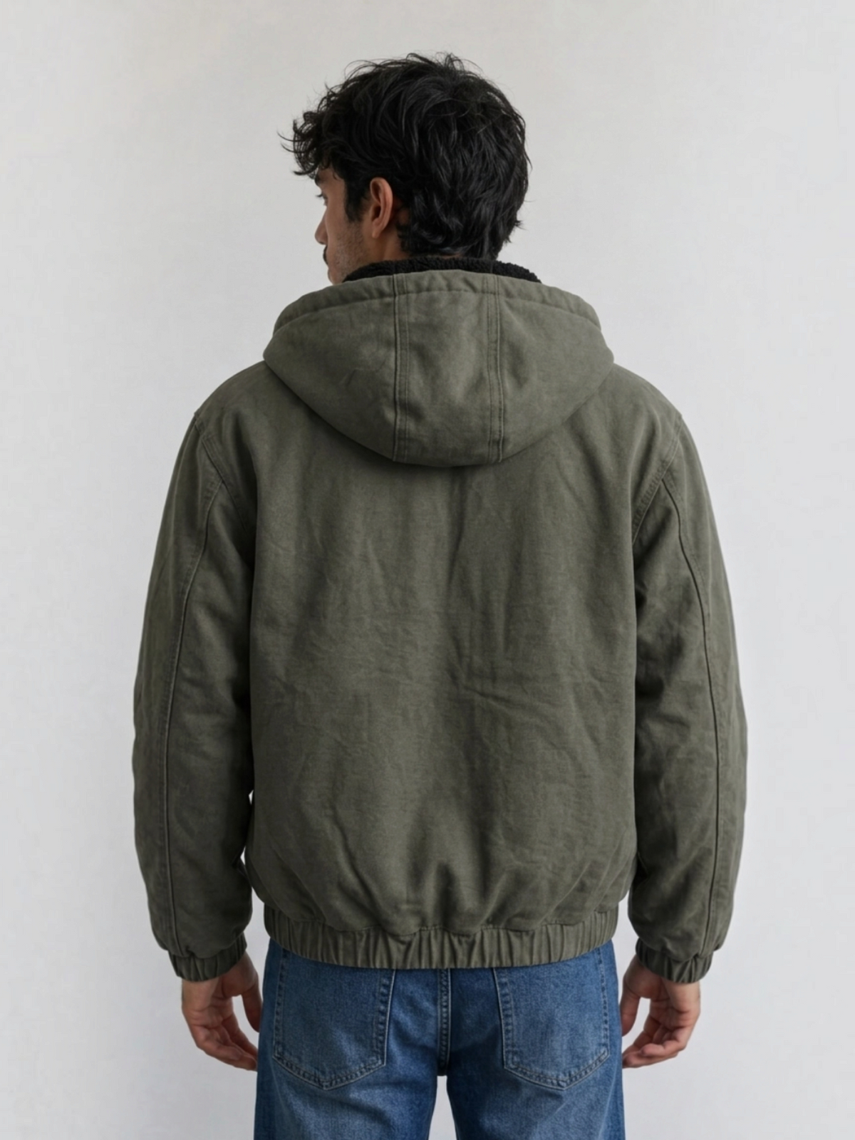 Blouson homme en coton à capuche sherpa KZR