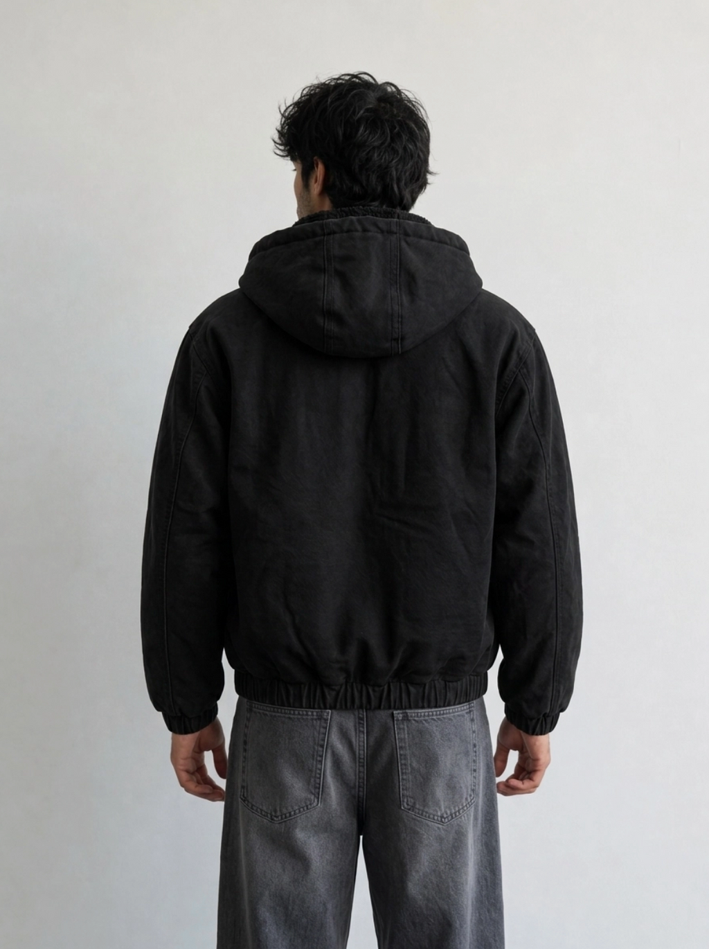 Blouson homme en coton à capuche sherpa KZR