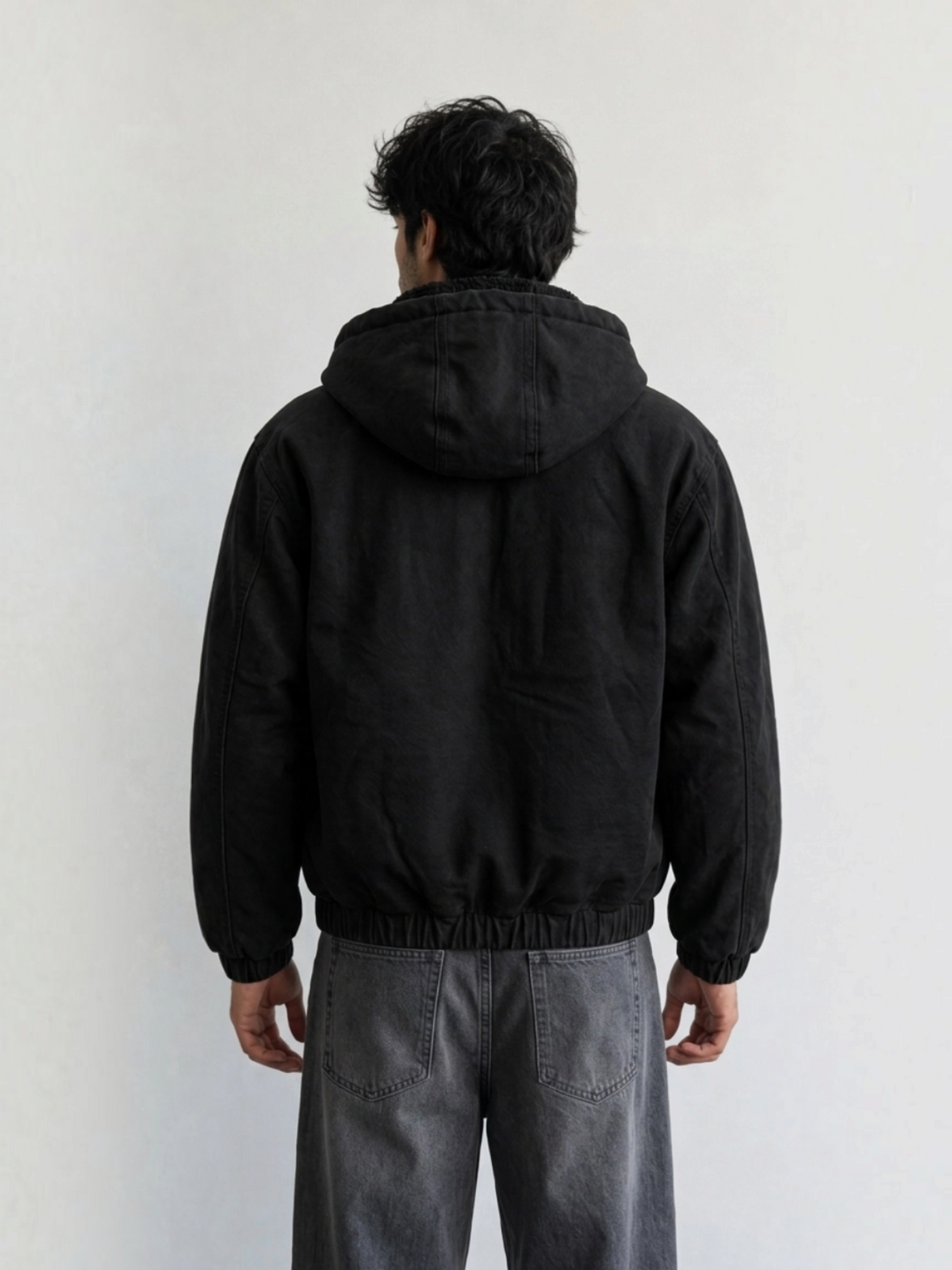 Blouson homme en coton à capuche sherpa KZR