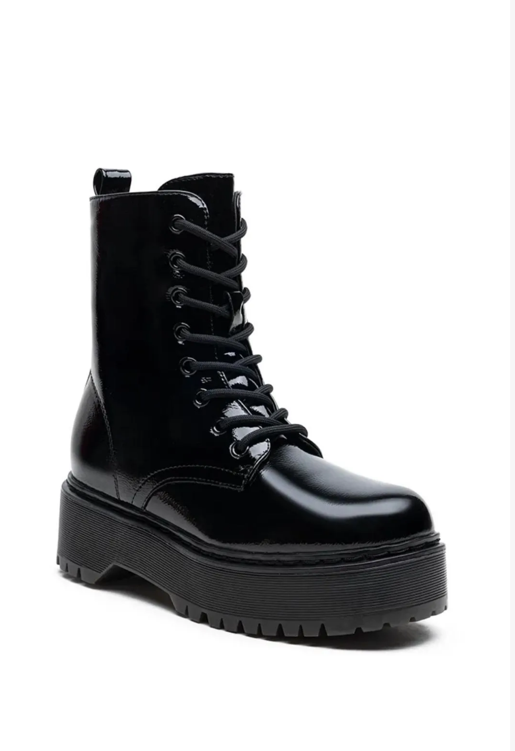 Bottines Noires Vernies à Plateforme  LADY GLORY